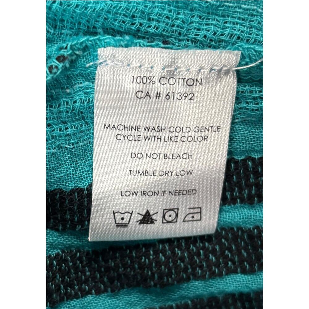 Shannon Pasero Tunic Shift Dress Size Medium Teal Blue Textured Stripe Pockets - Picture 8 of 9